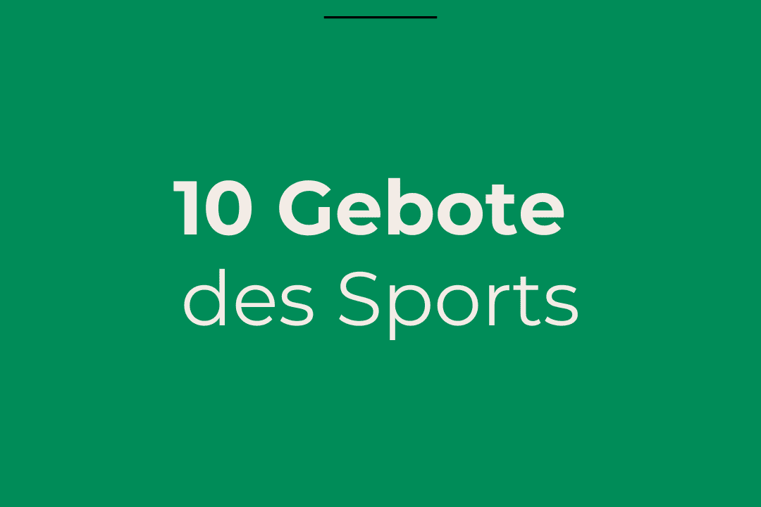 Gr&uuml;ne Grafik mit dem Text &bdquo;10 Gebote des Sports&ldquo; und den Daten &bdquo;5. M&auml;rz bis 19. April 2025&ldquo; sowie DJK-Logo.