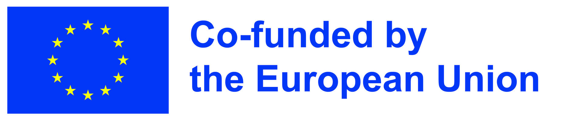Logo der Europ&auml;ischen Union mit dem Text "Co-funded by the European Union" in blauer Schrift auf wei&szlig;em Hintergrund.