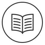 Symbol eines ge&ouml;ffneten Buches mit Linien auf den Seiten, um Text darzustellen, vor einem wei&szlig;en Hintergrund.