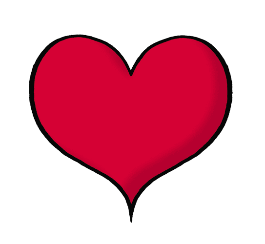 Rotes Herzsymbol mit schwarzem Rand auf transparentem Hintergrund.