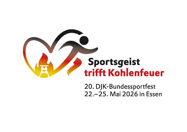 Logo des DJK-Bundessportfests 2026 mit Schriftzug und dynamischen Figuren in rot, schwarz und gelb.