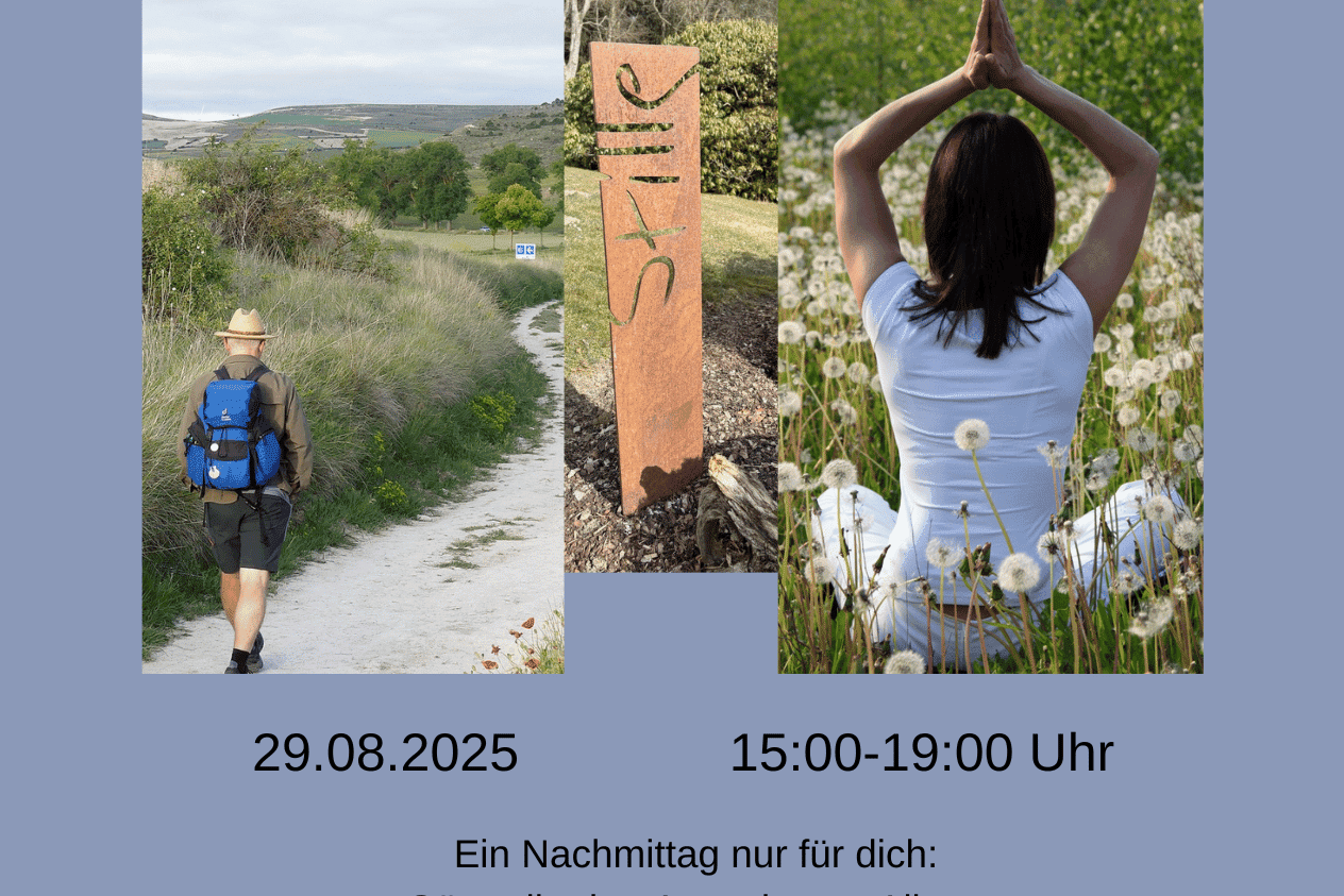 Einladung zu OASENZEIT: Bilder von Natur, Meditation und Ruhe mit Informationen zu Datum und Anmeldung.