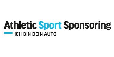 Logo der Marke "Athletic Sport Sponsoring" mit dem Slogan "ICH BIN DEIN AUTO" in blau und schwarz.