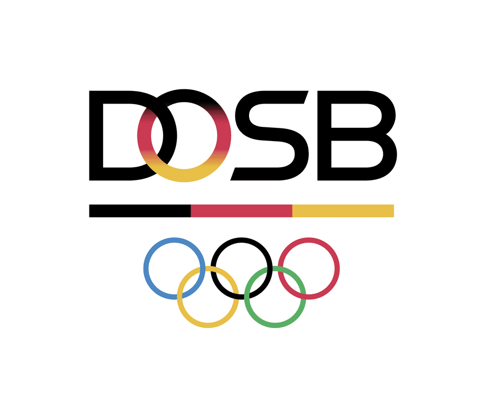 Logo des DOSB mit den olympischen Ringen in den Farben Blau, Schwarz, Rot, Gelb, Gr&uuml;n und Orange.