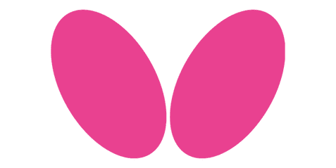 Logo mit zwei symmetrischen, pinken Fl&uuml;geln auf wei&szlig;em Hintergrund.