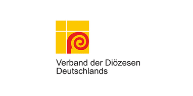 Logo des Verbands der Di&ouml;zesen Deutschlands, bestehend aus gelben und roten grafischen Elementen.