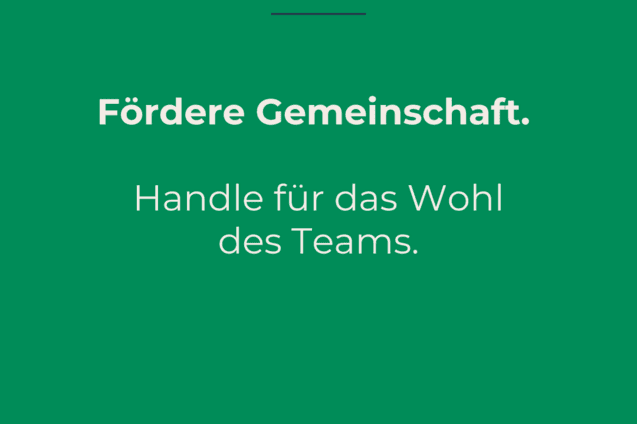 Text auf gr&uuml;nem Hintergrund: &bdquo;6. Gebot: F&ouml;rdere Gemeinschaft. Handle f&uuml;r das Wohl des Teams. 10 Gebote des Sports. www.djk.de&ldquo;